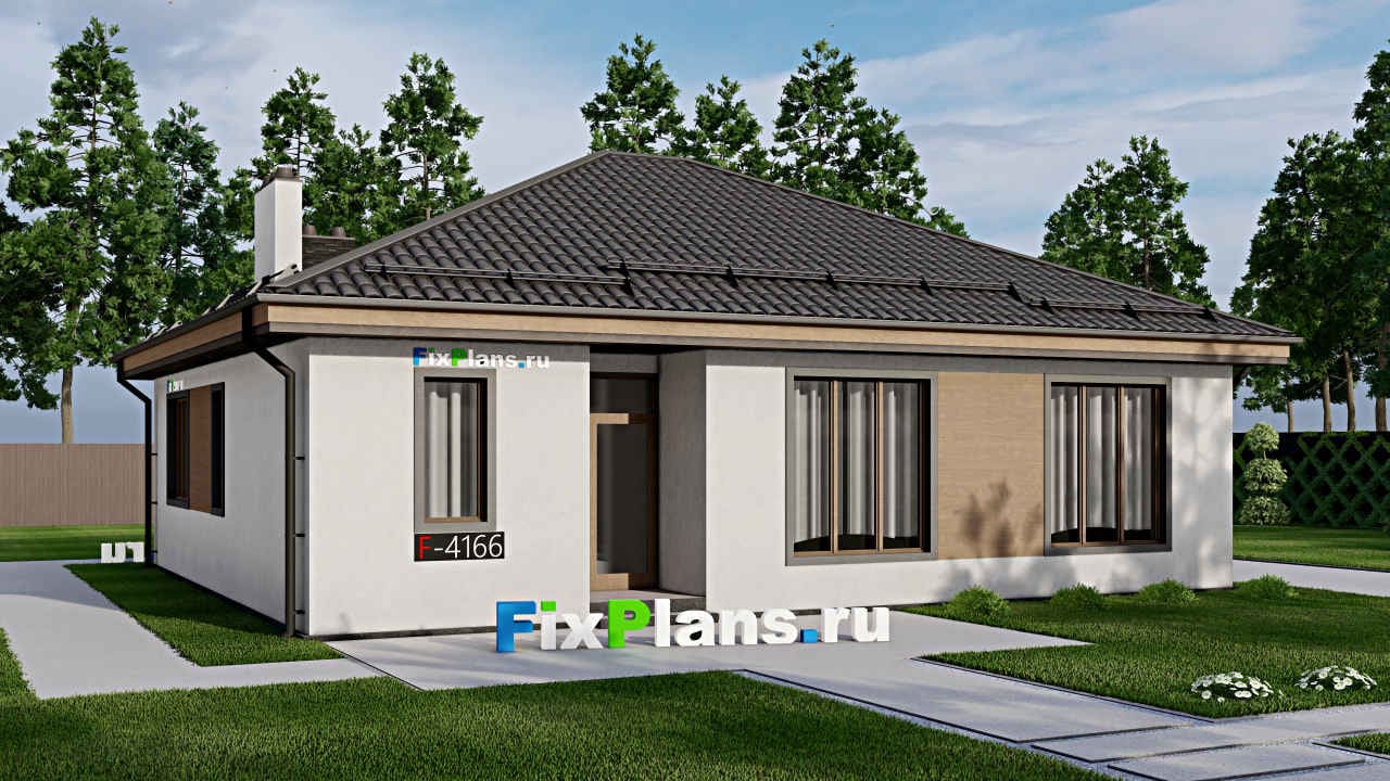 Одноэтажный дом F-4166 — фасад